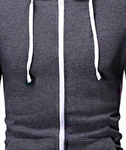 ZITY Men's Light Weight Long Sleeve Full Zip Loose Hoodie-DUMFH05073|Zitysports