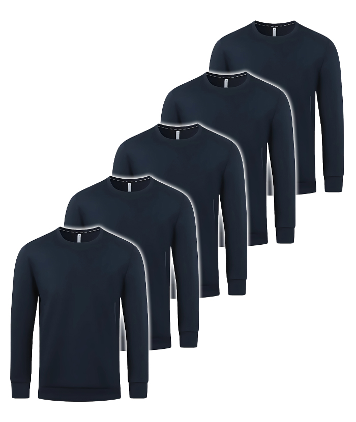 5 Pack Men's Athletic Fit Solid Color Long Sleeve T-Shirt-DZUHE00175