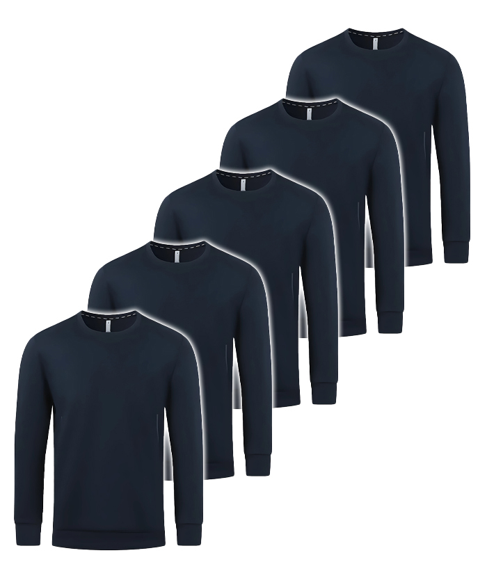 5 Pack Men's Athletic Fit Solid Color Long Sleeve T-Shirt-DZUHE00175