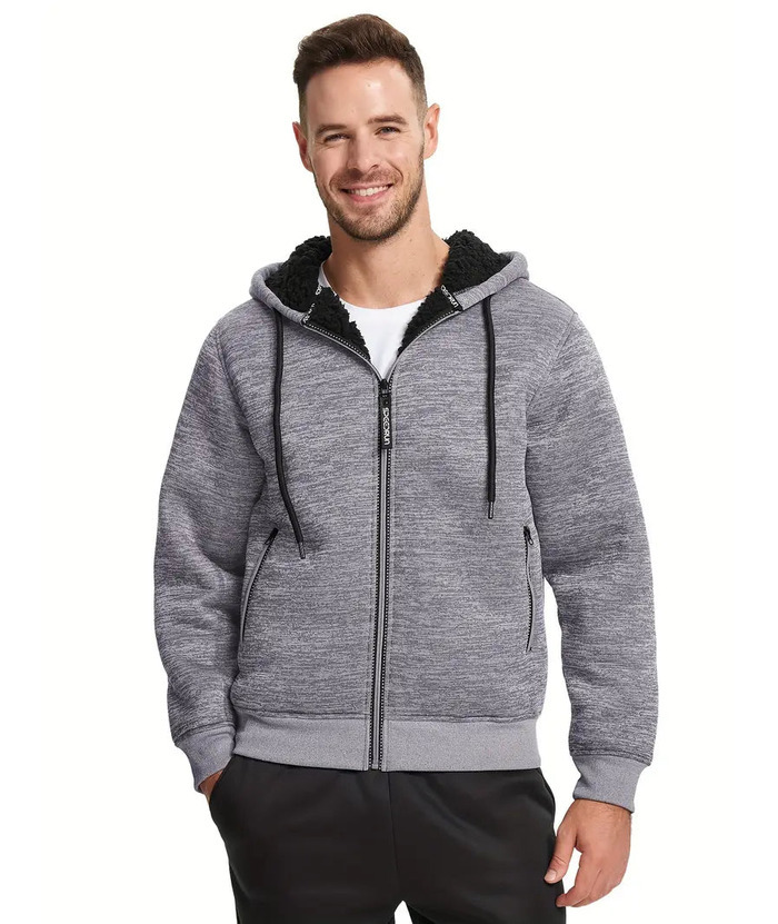 ZITY Men's Warm Fleece Solid Color Casual Zip Up Hoodie-ZPK005323 | Zitysports