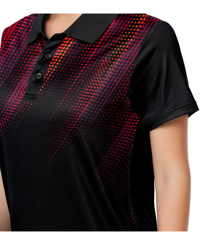 ZITY Women's Dotted Print Dri Fit Golf Polo Shirt-CUWPO02413