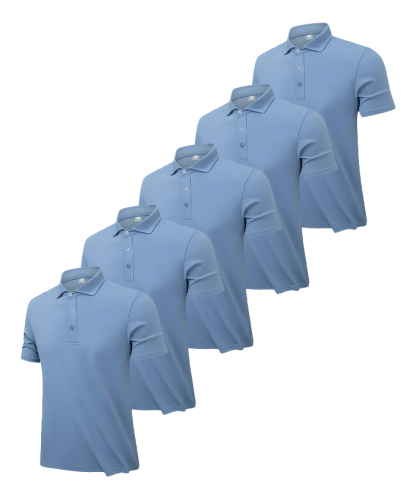 5 Pack Men's Summer Solid Color Dry Fit Polo Shirt-DZUHE00173