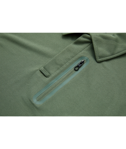 ZITY Men's Zipper Pocket Long Sleeve Polo Shirt-CFMPO00043