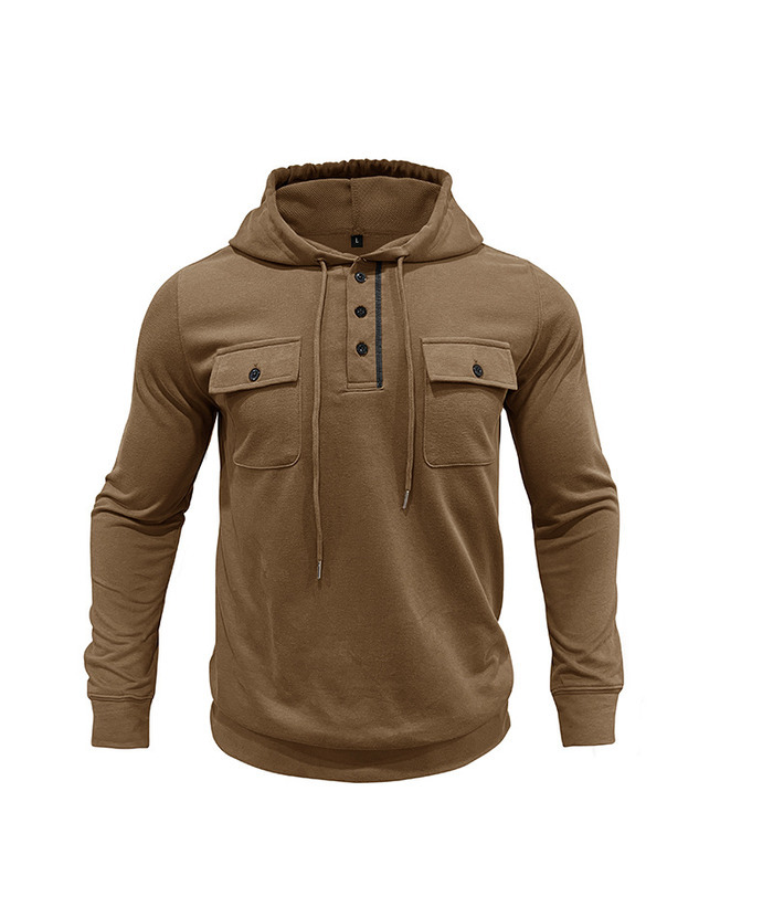 ZITY Men's Solid Chest Pockets Button Hoodie-DUMHD04858 | Zitysports