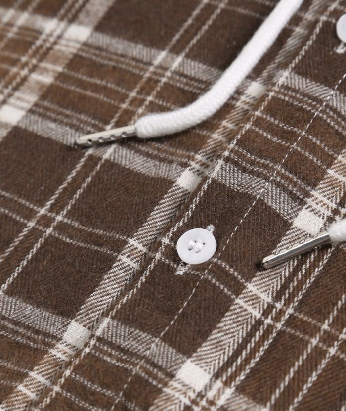 ZITY Long Sleeve Casual Button Down Plaid Hoodie S-2XL-DUMLT04975|Zitysports
