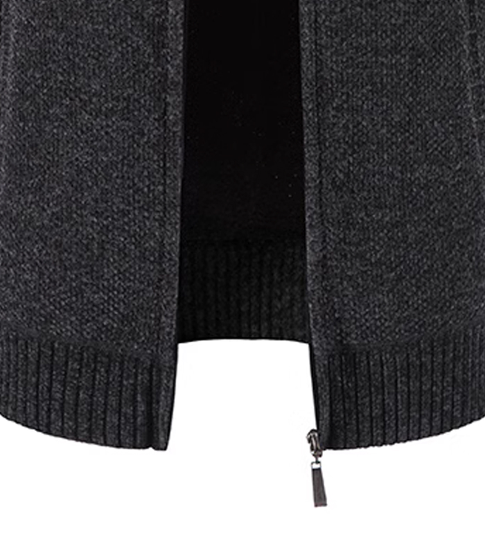 ZITY Men's Knitted Full Zip Slim Fit Warm with Pockets Hoodie-DUMFH05013|Zitysports