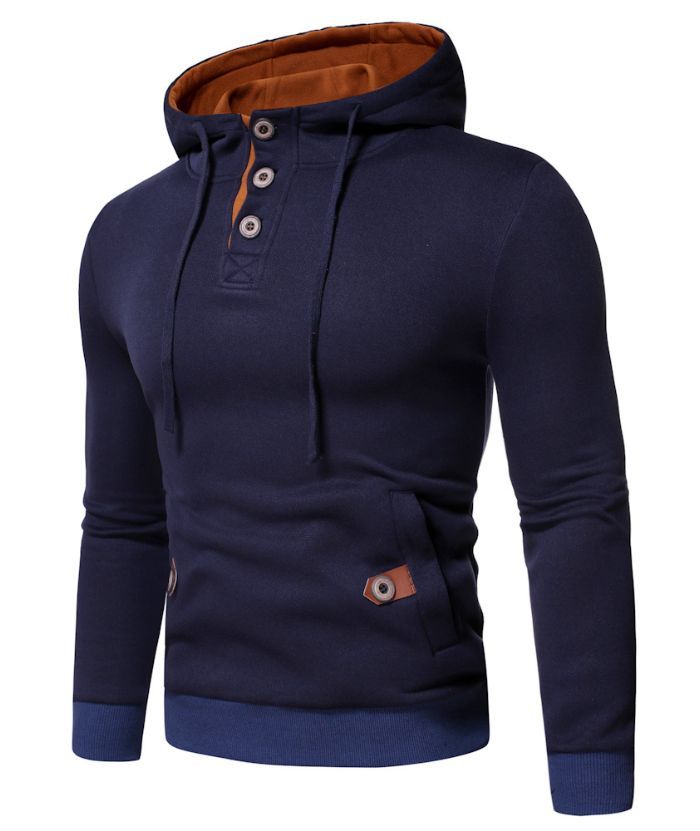 ZITY Men's Fashion Button Fleece Casual Long Sleeve Outdoor Hoodie-DUMFH05034|Zitysports