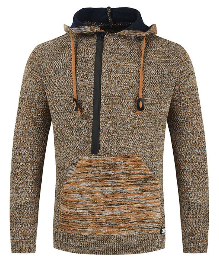 ZITY Men's Cotton Long Sleeve Knitted Half Zip Up Hoodie-DUMHD05063|Zitysports