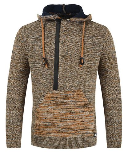 ZITY Men's Cotton Long Sleeve Knitted Half Zip Up Hoodie-DUMHD05063|Zitysports