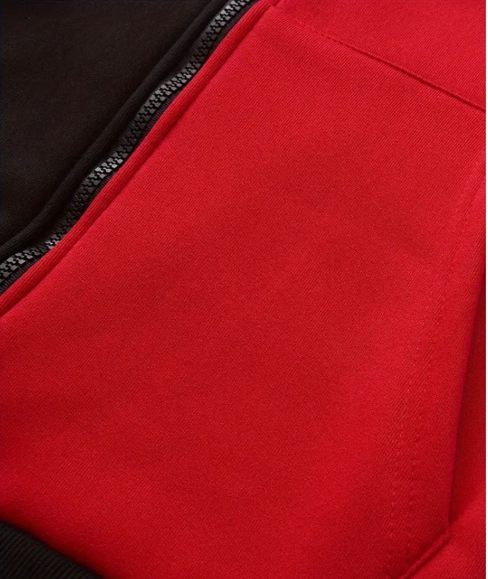 ZITY Men's Contrast Color Hooded Long Sleeve Zip Up Outdoor Hoodie-DUMFH05069|Zitysports