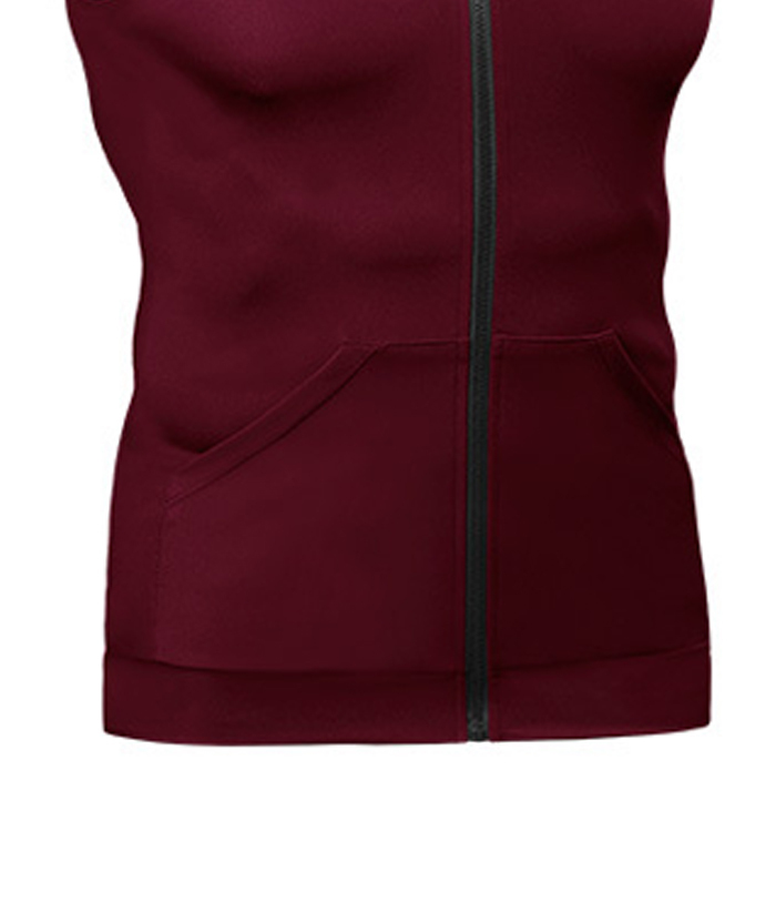 ZITY Men's Zip Up Slim Fit Sleeveless Hoodie-DUMMG05220|Zitysports