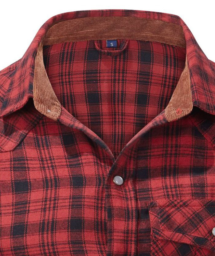 ZITY Men's Button Down Long Sleeved Plaid Flannel Shirt-DUMLT05319|Zitysports