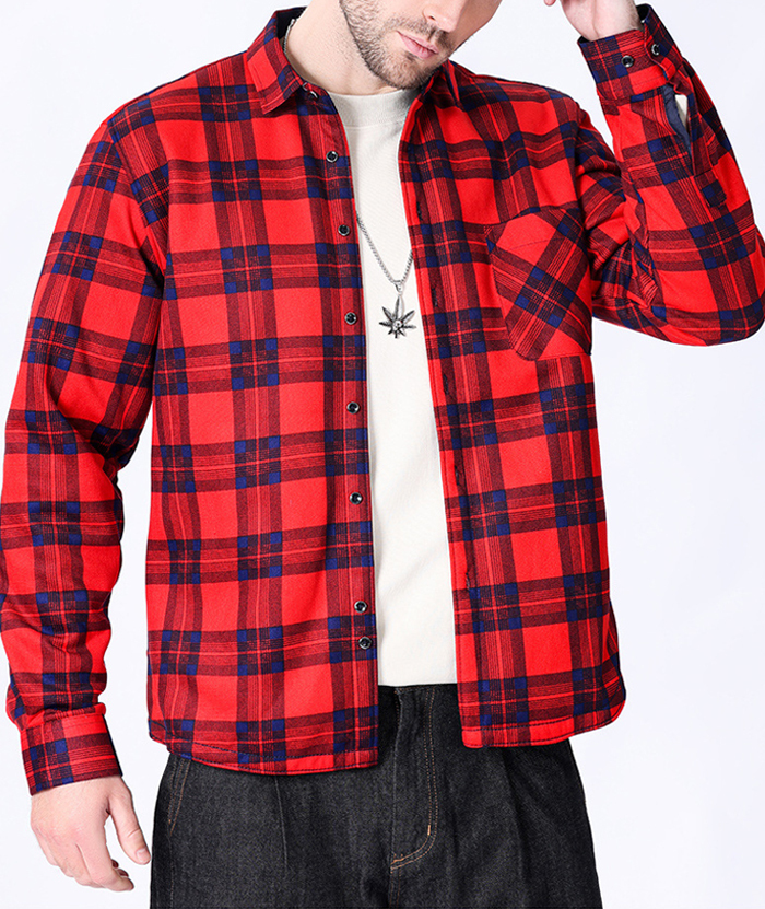 ZITY Men's Oversize Button Up Long Sleeve Plaid Shirt-DUMLT05362|Zitysports
