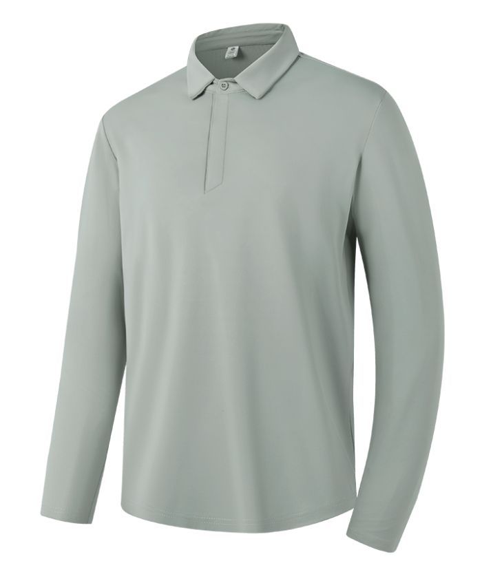 Men's Casual Solid Color Long Sleeve Polo Shirt-8803