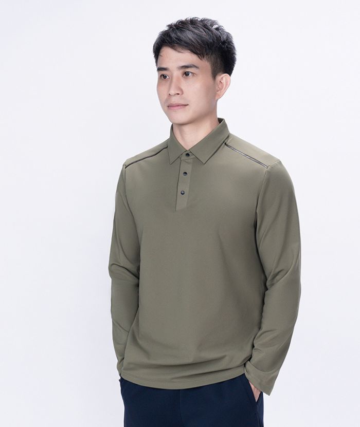 ZITY Men's Button Up Stand Collar Long Sleeve Polo Shirt-8905