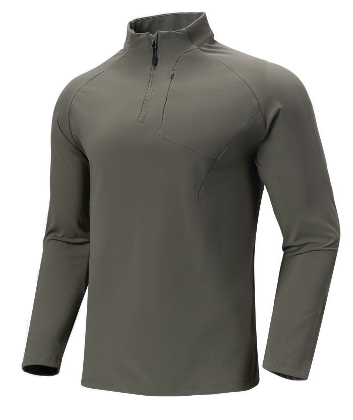 ZITY Men's Quarter Zip Long Sleeve Polo Shirt-88120