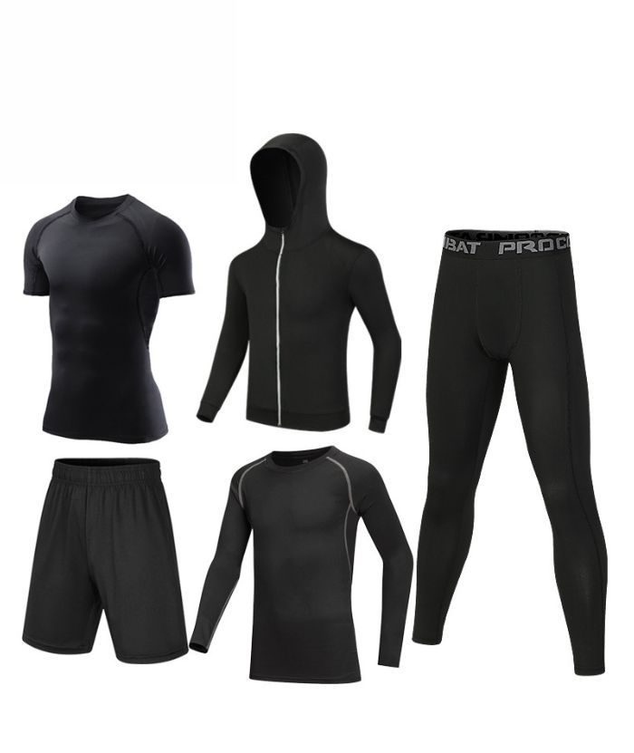 ZITY Men's Sports Cross-Border Fitness Five-Piece Compression Set-DUMTR05994