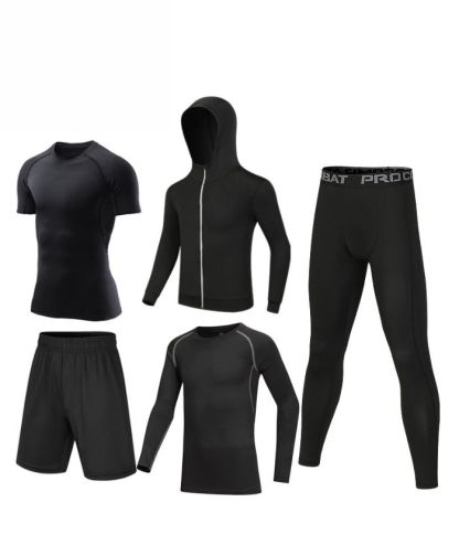 ZITY Men's Sports Cross-Border Fitness Five-Piece Compression Set-DUMTR05994