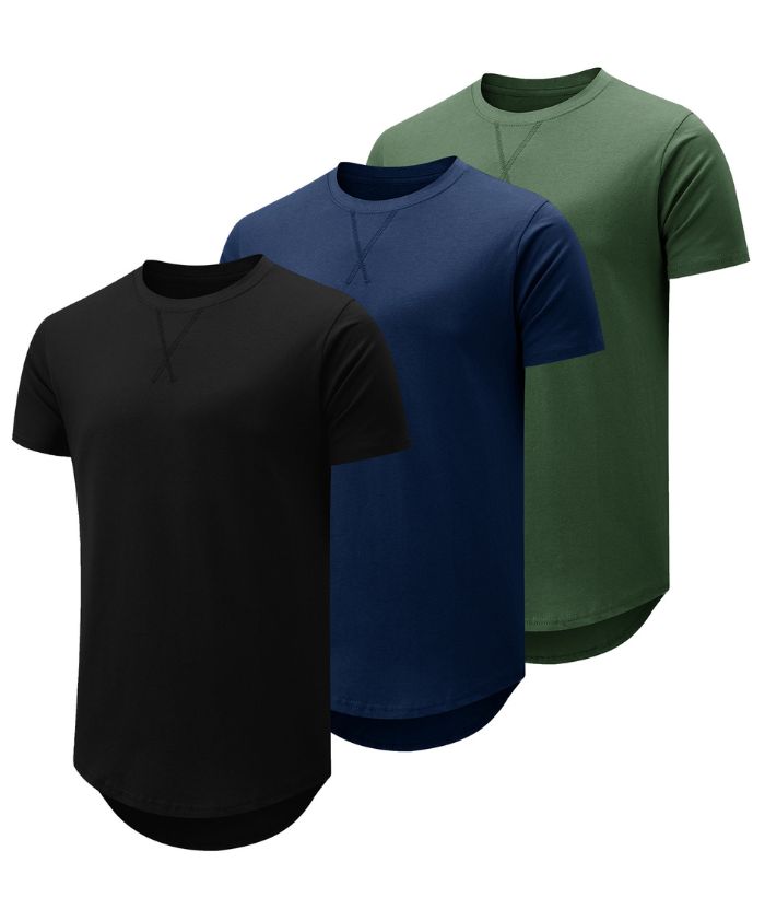 3 Pack Men's Round Neck Hip-Hop Slim Fit T-Shirt-TZUHE00113
