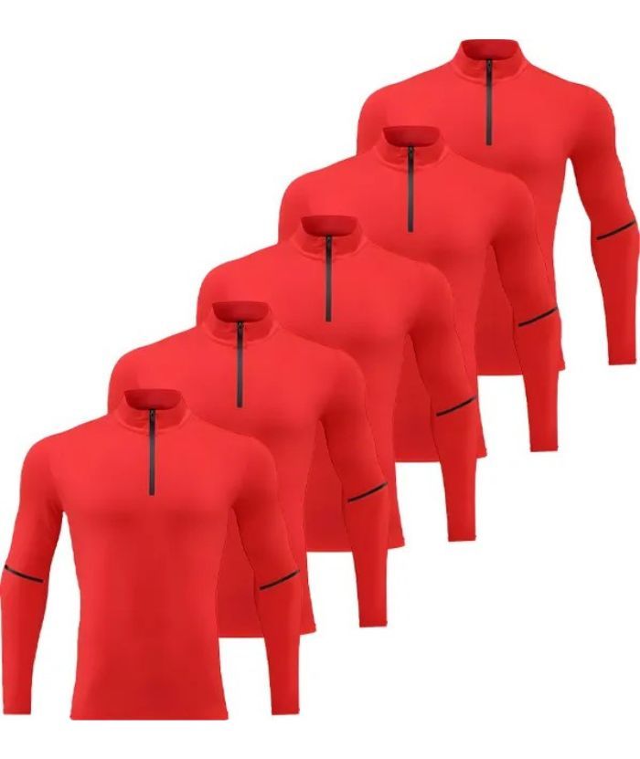 5 Pack Men's Stand Collar Dri Fit Sports Compression Shirt-DZUHE00190