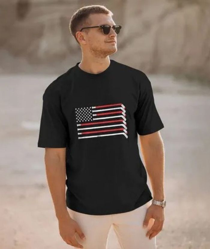 ZITY Men's American Flag printed 100% Cotton T-Shirt