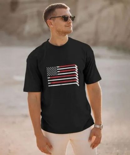 ZITY Men's American Flag printed 100% Cotton T-Shirt