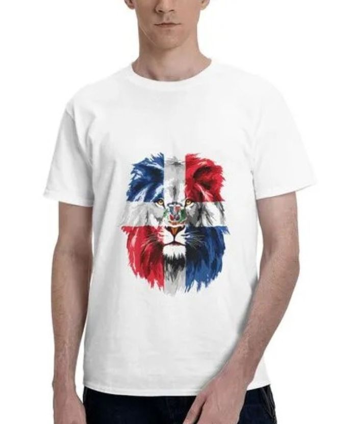 ZITY Men's Lion Dominican Republic Flags 100% Cotton T-Shirt