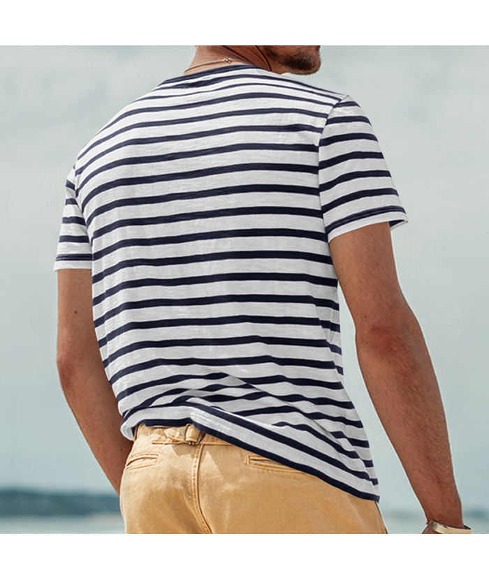 ZITY Men's Striped Summer Round Neck Short Sleeve Regular Fit T-Shirt-ZPK010595|Zitysports