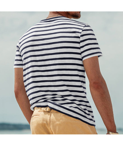 ZITY Men's Striped Summer Round Neck Short Sleeve Regular Fit T-Shirt-ZPK010595|Zitysports