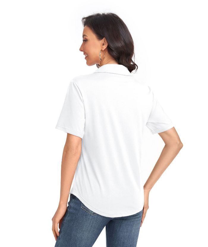 ZITY  Women's Slim Fit Solid Color Casual Polo Shirt-CUWPO01496