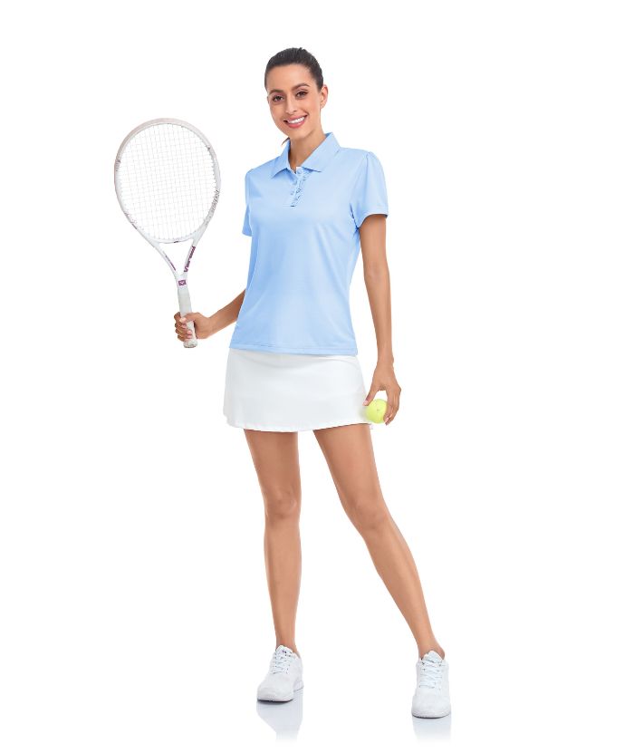 ZITY Women's Slim Fit Solid Color Tennis Polo Shirt-CUWPO01477