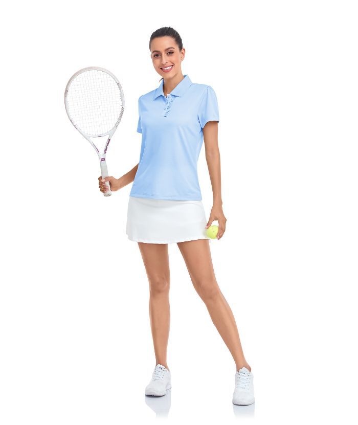 ZITY Women's Slim Fit Solid Color Tennis Polo Shirt-CUWPO01477