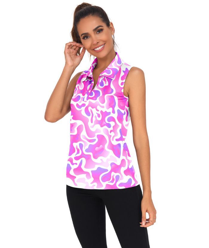 ZITY Women's Slim Fit V Neck Golf Polo Shirt-CUWBP02298