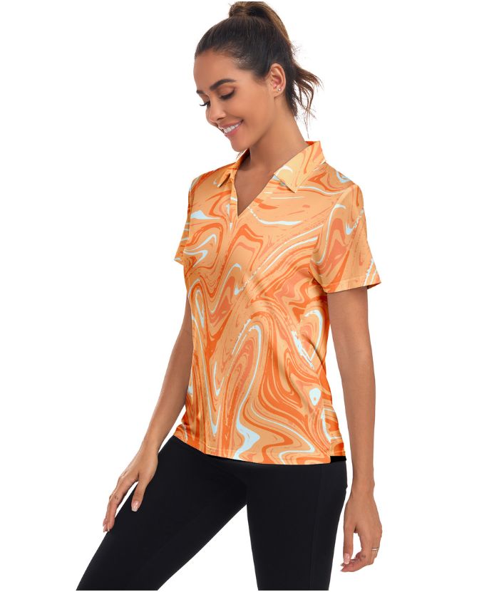 ZITY Women's Slim Fit V Neck Polo Shirt-CUWPO02297