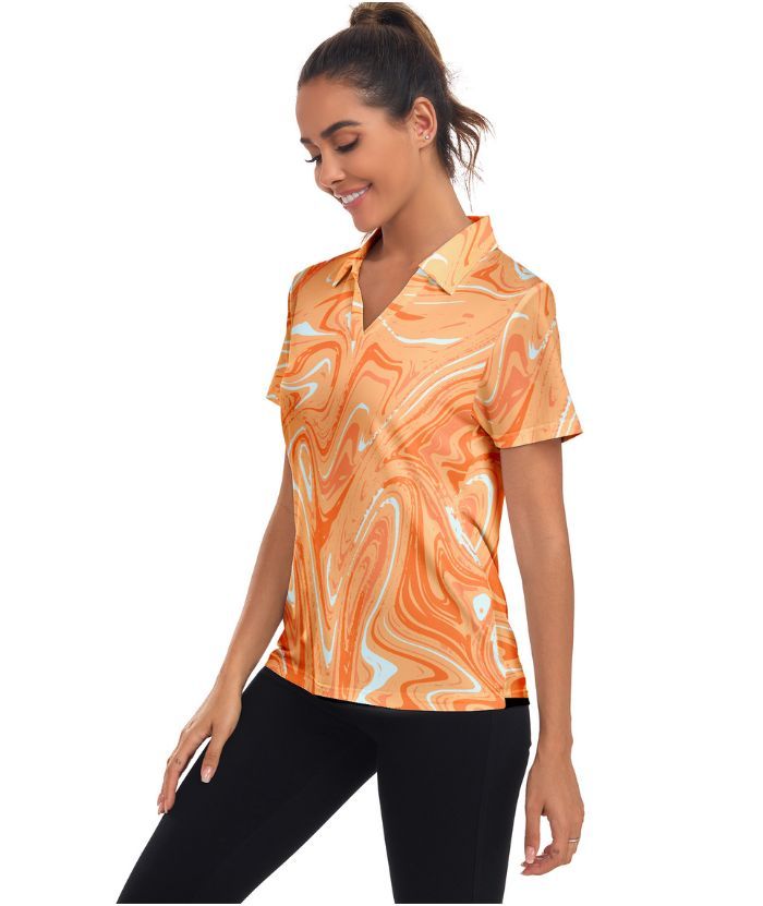 ZITY Women's Slim Fit V Neck Polo Shirt-CUWPO02297