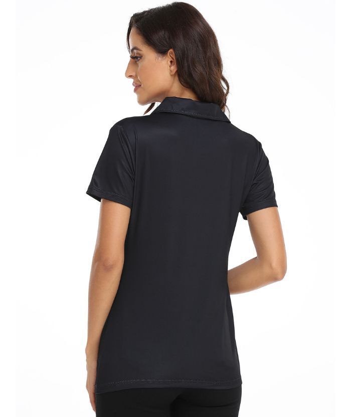 ZITY Women's V Neck Slim Fit Golf Tennis Polo Shirt-CFWZZ00005