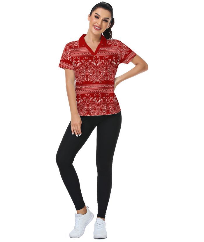 ZITY Women's V Neck Slim Fit Golf Polo Shirt-CUWPO01939