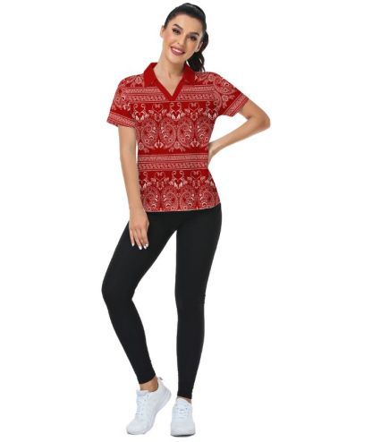 ZITY Women's V Neck Slim Fit Golf Polo Shirt-CUWPO01939