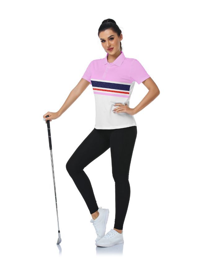 ZITY Women's Dri Fit Striped Golf Polo Shirt-CUWPO01573
