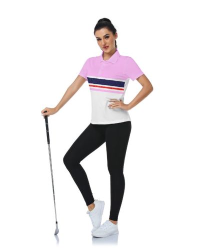 ZITY Women's Dri Fit Striped Golf Polo Shirt-CUWPO01573