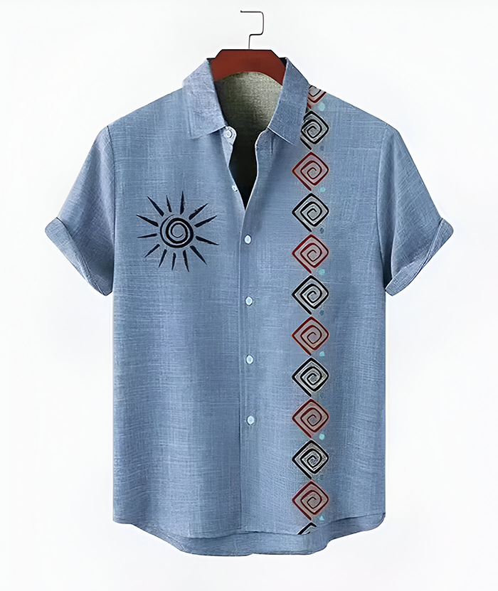 ZITY Men's Casual Summer Hawaiian Tribal Patterns Shirt