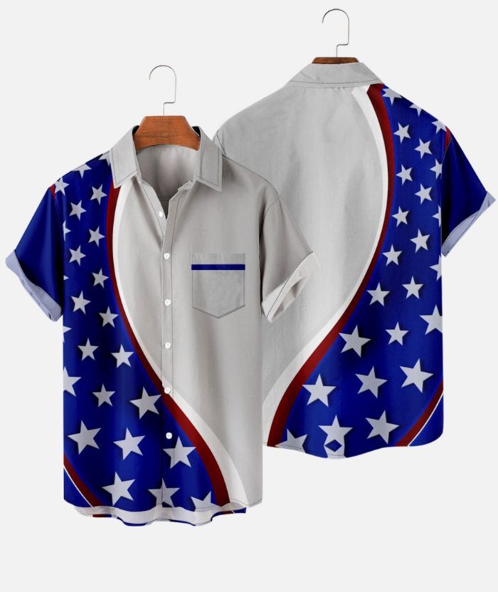 ZITY Men's American Flag 3D Digital Print Polo Shirt-DUMPO06242