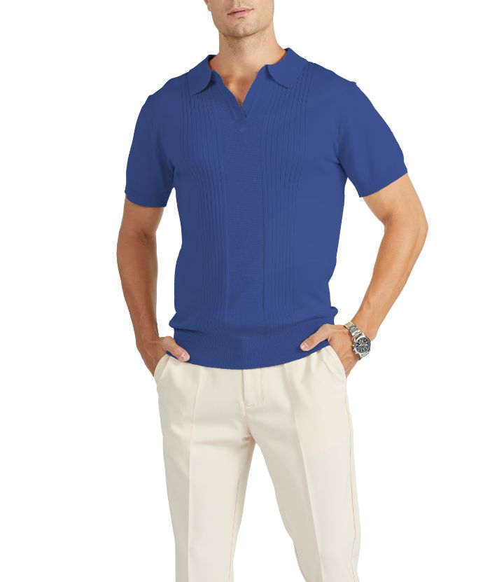 ZITY Men's V Neck Slim Fit Polo Shirt-CFMPO00164