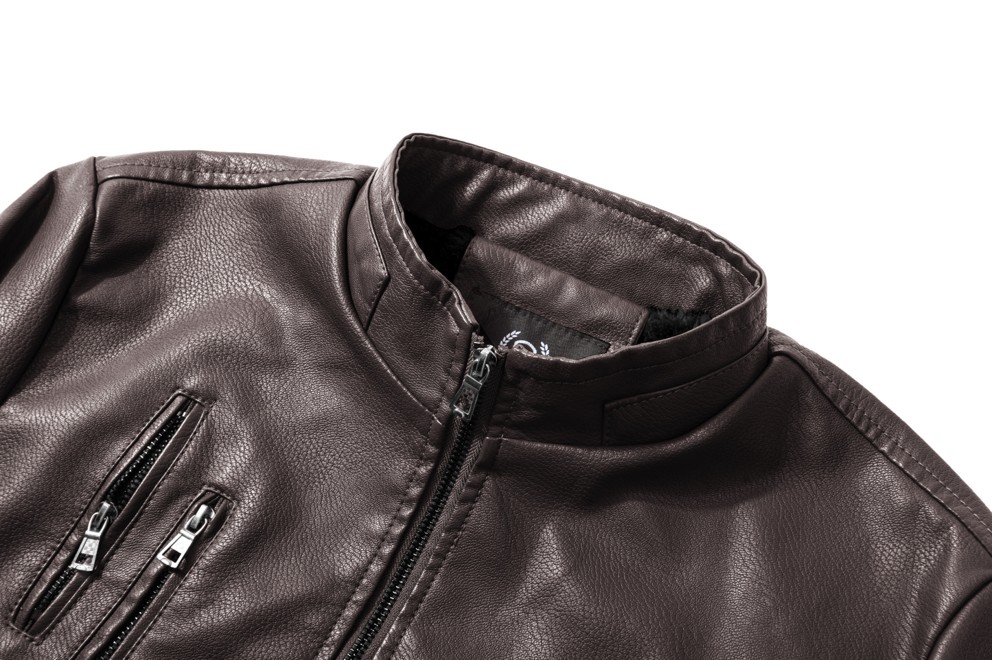 ZITY Men's Full Zipper Stand Collar Leather Jacket-ZPK005682