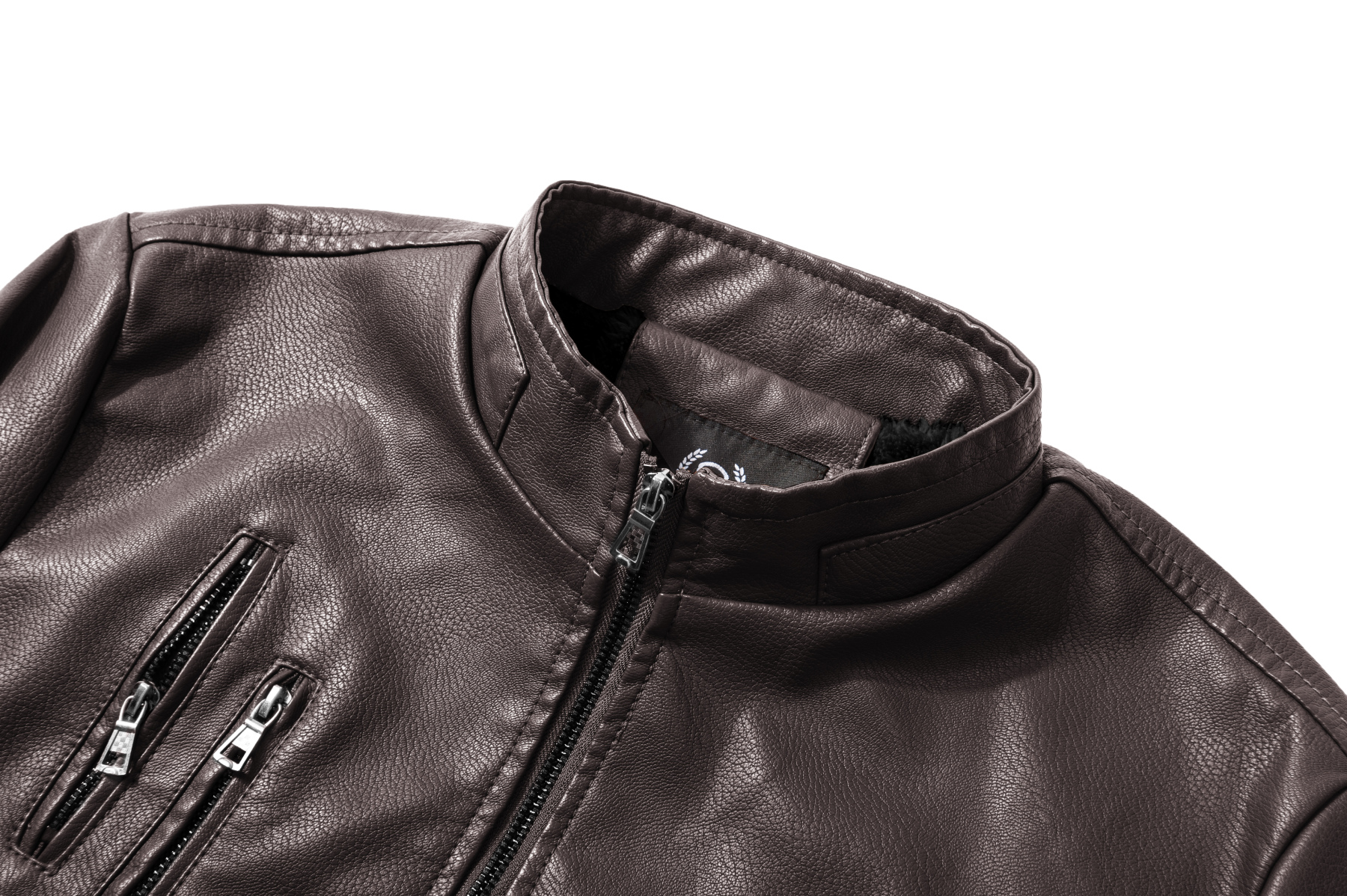 ZITY Men's Full Zipper Stand Collar Leather Jacket-ZPK005682