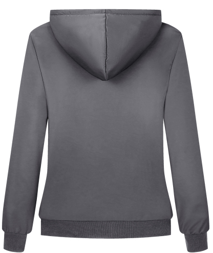 ZITY Women's Full Zipper Geometric Pattern Print Fleece Hoodie-CUWFH01396