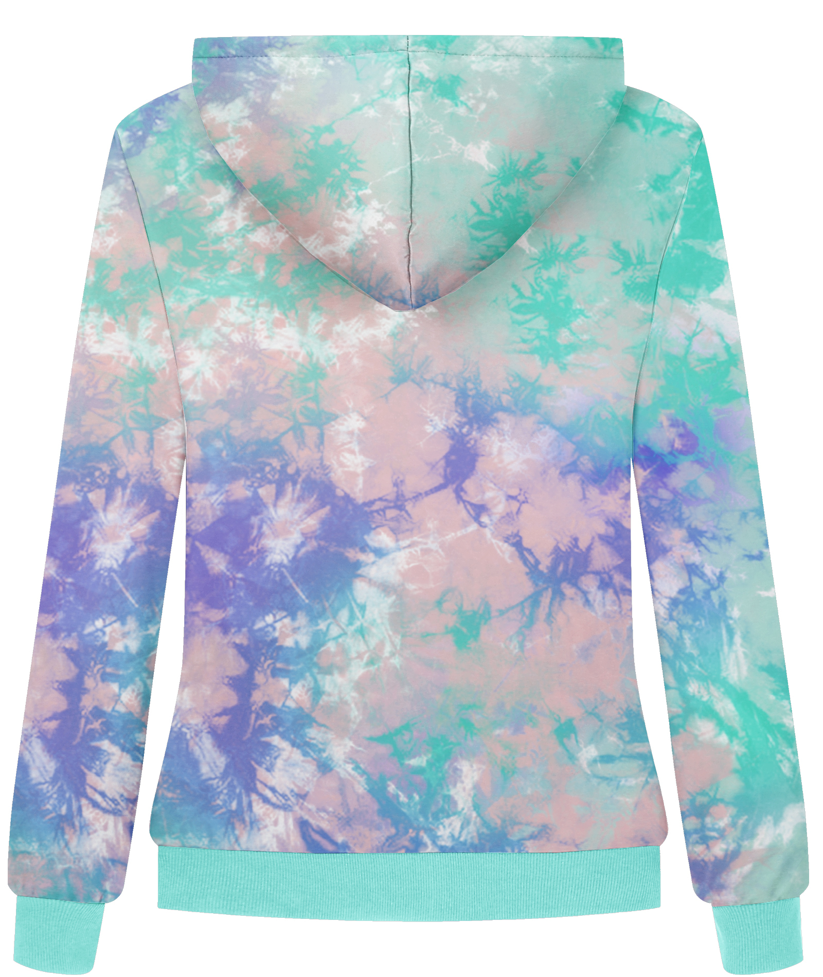 ZITY Women's Long Sleeve Tie Dye Print Fleece Hoodie-CUWFH01089