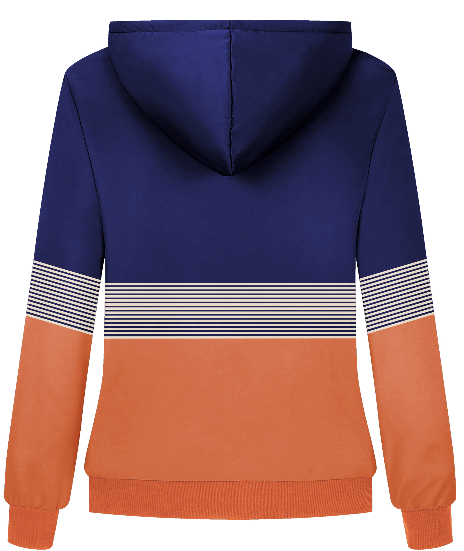 ZITY Women's Full Zipper Striped Fleece Hoodie-CUWFH01522
