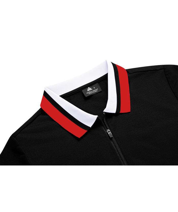 Black solid color sports polo shirts for women - Slim fit casual wear