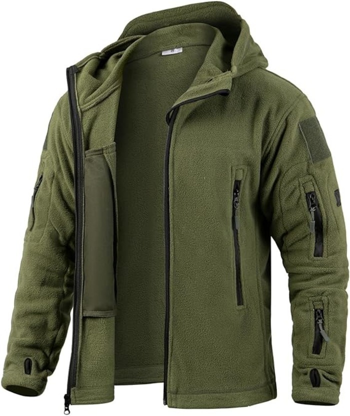 ZITY Men's Solid Microfleece Tactical Hoodie Jacket-ZPK007673 | Zitysports